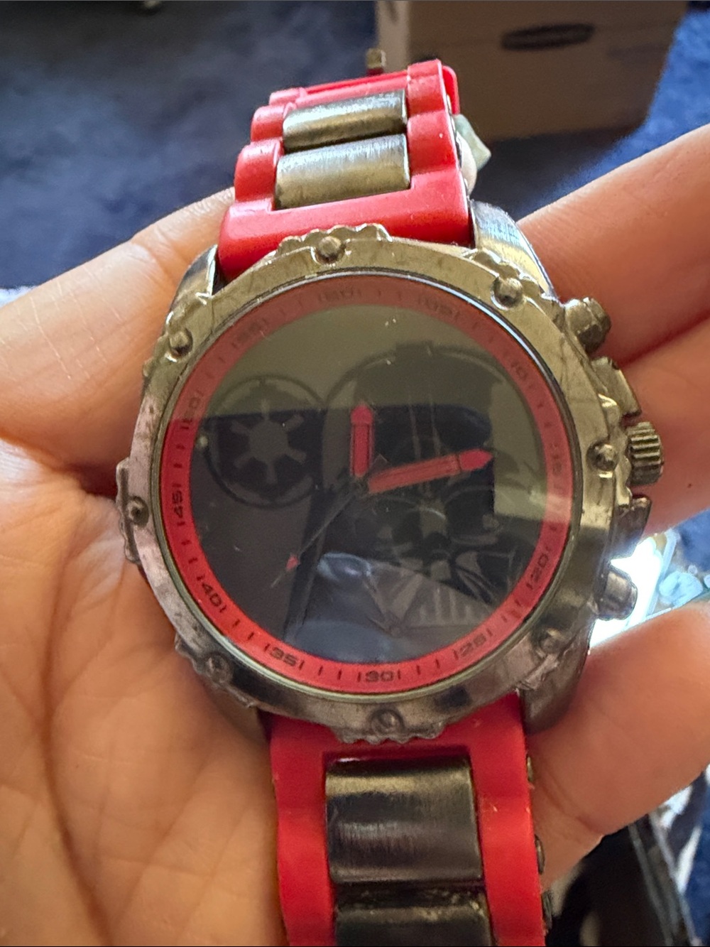 Star Wars Red and Silver Silicone Strap Watch with Themed Dial